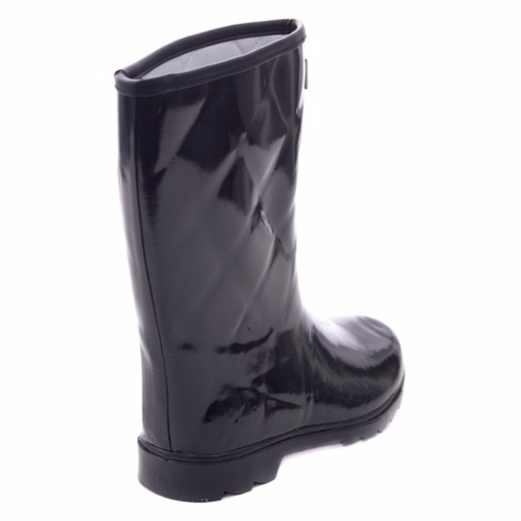 Women Rubber Rain Boots, 11'' Quilted Black Rainboots, Size 5, NEW - Picture 2 of 3